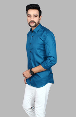 zack o ford Men Solid Casual Blue Shirt