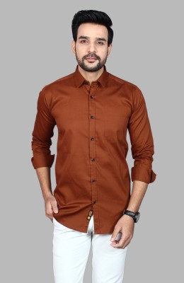 zack o ford Men Solid Casual Brown Shirt