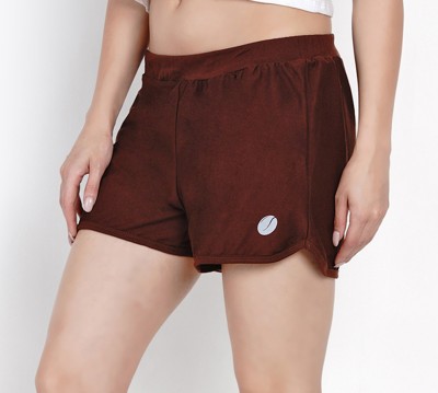 HASHBEAN Solid Women Brown Sports Shorts