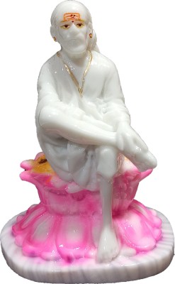 S A Gifts Premium Quality Italian Marble Kamal Sai Baba Idol/Murti for Home and Office Decorative Showpiece  -  12 cm(Marble, Pink, White)