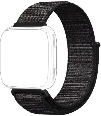 3Tree Woven Nylon Strap Compatible for Fitbit Versa, Versa 2, Versa lite & Versa SE (Black) ( Watch Not included) Smart Watch Strap(Black)