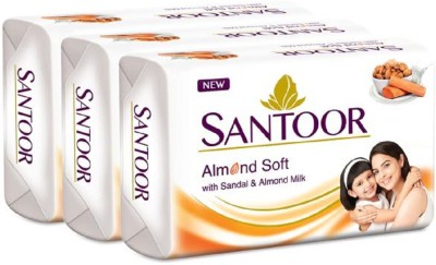 Santoor almond soft white soap 100 gm pack of 4 pc(4 x 100 g)