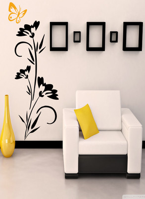 ALLURE 138 cm Butterfly&Flower Self Adhesive Sticker(Pack of 1)