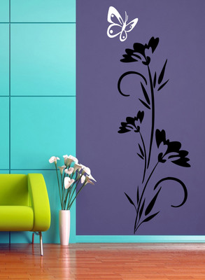 ALLURE 138 cm Butterfly&Flower Self Adhesive Sticker(Pack of 1)