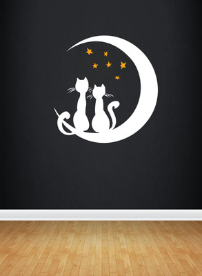 ALLURE 157.48 cm Cats &Moon Self Adhesive Sticker(Pack of 1)