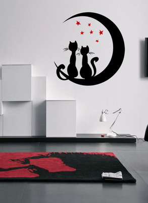 ALLURE 157.48 cm Cats &Moon Self Adhesive Sticker(Pack of 1)