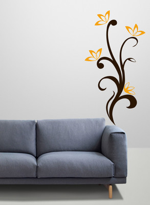 ALLURE 96 cm Leaf & Flower Self Adhesive Sticker(Pack of 1)
