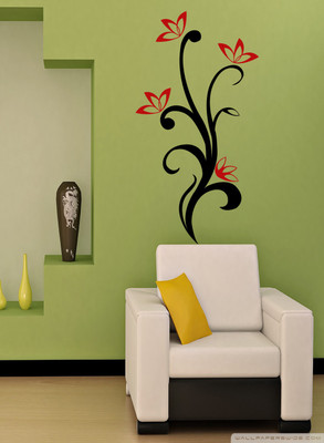 ALLURE 96 cm Leaf & Flower Self Adhesive Sticker(Pack of 1)