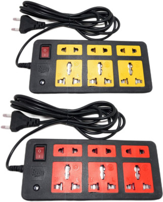 Sanhan ELECTRIC BOARD EXTENSION CORD POWER STRIP SURGE PROTECTOR MULTI PLUG 6 sockets with 3m wire 6  Socket Extension Boards(Multicolor, 3 m)