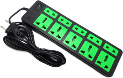 Sanhan ELECTRIC BOARD EXTENSION CORD POWER STRIP MULTI PLUG 10 socket 2.5m 10  Socket Extension Boards(Green, 2.5 m)