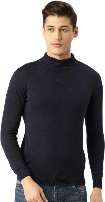 Style Quotient Solid Turtle Neck Casual Men Blue Sweater