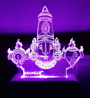 ARANEUS Tirupati Balaji venkateshwara 3D Illusion LED Night Lamp(10 cm, Multicolor)