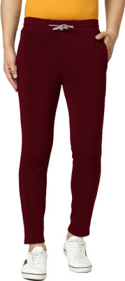 TQH Solid Men Maroon Track Pants