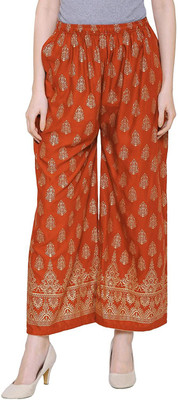SriSaras Regular Fit Women Orange Trousers
