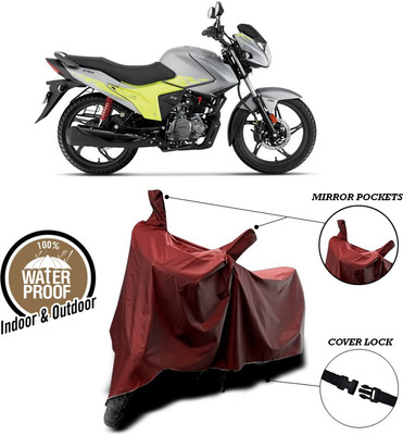 SEBONGO Waterproof Two Wheeler Cover for Hero(Glamour, Maroon)