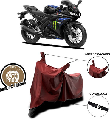 ANTHUB Waterproof Two Wheeler Cover for Yamaha(R15 V3, Maroon)