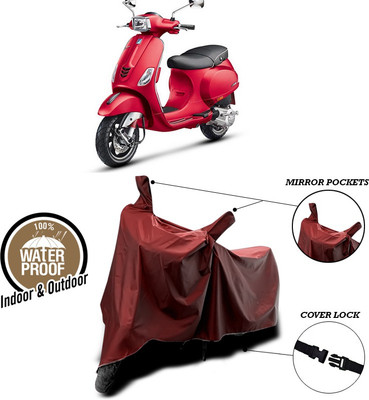 SEBONGO Waterproof Two Wheeler Cover for Vespa(Vespa, Maroon)