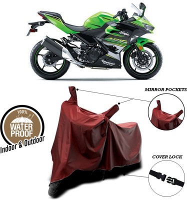 ANTHUB Waterproof Two Wheeler Cover for Kawasaki(Ninja, Maroon)