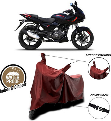 SEBONGO Waterproof Two Wheeler Cover for Bajaj(Pulsar 180 DTS-i, Maroon)