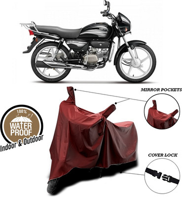 SEBONGO Waterproof Two Wheeler Cover for Hero(Splendor Plus, Maroon)