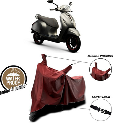 SEBONGO Waterproof Two Wheeler Cover for Bajaj(Chetak, Maroon)