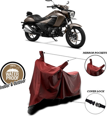 ANTHUB Waterproof Two Wheeler Cover for Suzuki(intruder 150, Maroon)