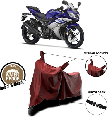 ANTHUB Waterproof Two Wheeler Cover for Yamaha(YZF R15 Ver 2.0, Maroon)