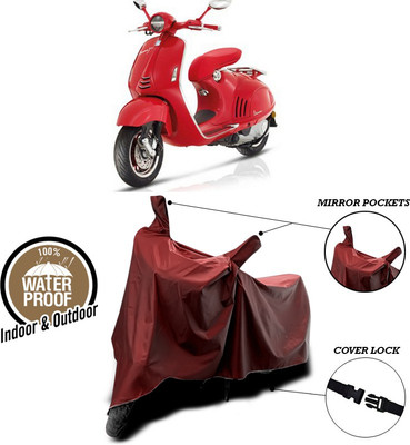 SEBONGO Waterproof Two Wheeler Cover for Vespa(Vespa, Maroon)
