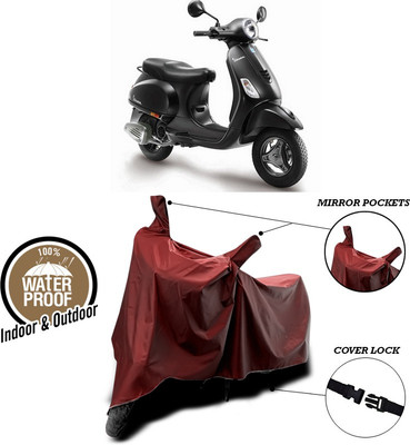 SEBONGO Waterproof Two Wheeler Cover for Vespa(Piaggio Vespa, Maroon)