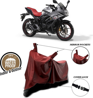 ANTHUB Waterproof Two Wheeler Cover for Suzuki(Gixxer, Maroon)
