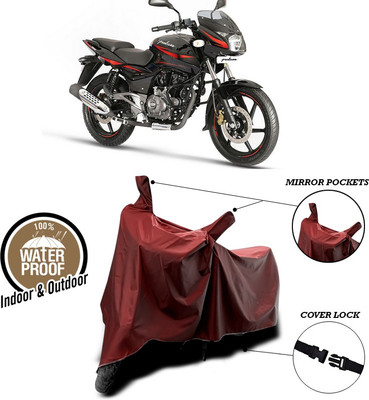 SEBONGO Waterproof Two Wheeler Cover for Bajaj(Pulsar 180 DTS-i, Maroon)