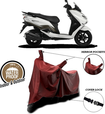 ANTHUB Waterproof Two Wheeler Cover for Suzuki(Burgman Street, Maroon)