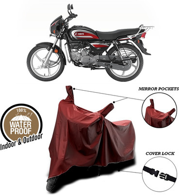 SEBONGO Waterproof Two Wheeler Cover for Hero(Splendor Plus, Maroon)