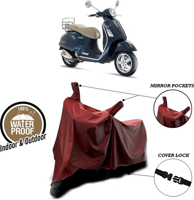 ANTHUB Waterproof Two Wheeler Cover for Vespa(Vespa, Maroon)