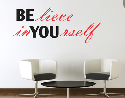 WALLDECORS 60.96 cm BELIEVE IN YOURSELF STICKER Self Adhesive Sticker(Pack of 1)