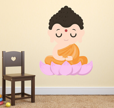 Wallzone 50 cm Budha Removable Sticker(Pack of 1)