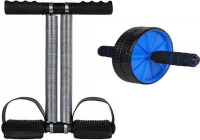 effingo (2 in 1)Double Spring Tummy Trimmer with Double Wheel AB Roller(Unisex,Multicolor) Ab Exerciser(Black)