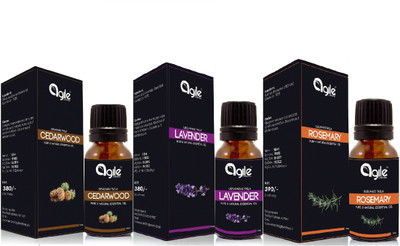 Agile Wellness Cedar wood Essential Oil 15 ml , Lavender Essential Oil 15 ml , Rosemary Essential Oil 30 ml(45 ml)