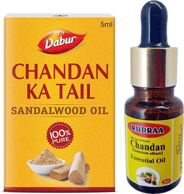 Dabur Chandan Ka Tail (Sandalwood Oil ) And Rudraa Chandan Essential Oil Combo Pack each 5 ml(10 ml)