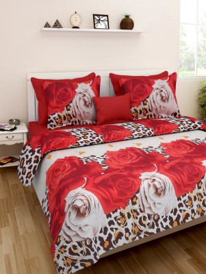 Homefab India Microfiber Double Printed Flat Bedsheet(Pack of 1, Multicolor)