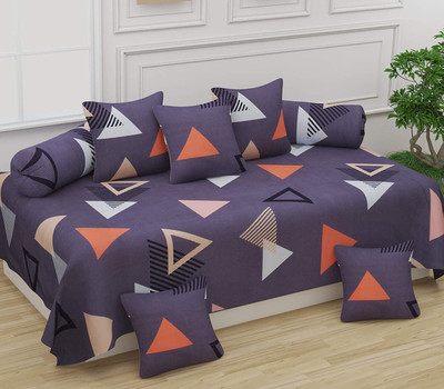 Amrange Polycotton Geometric Diwan Set(Grey)