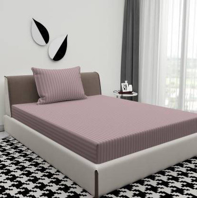 Divine Homes Microfiber Single Flat 150 TC Striped Bedsheet(Pack of 1, Light Chocolate)