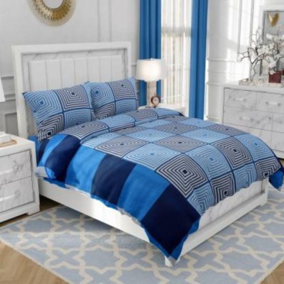 SAM GALAXY 160 TC Polycotton, Cotton Double Checkered Flat Bedsheet(Pack of 1, Blue)