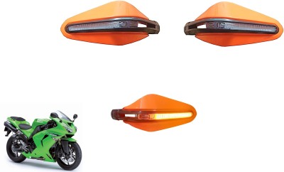 AutoVHPR Kawsa Ninj Z I0R Orange Stylish HandGuard with LED2 Handlebar Hand Guard(Kawasaki)