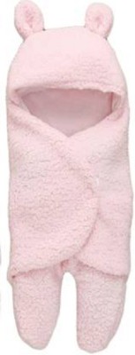 New Trendz Solid Single Hooded Baby Blanket for  Mild Winter(Fur, Pink)