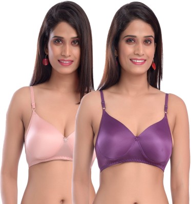 elina Women T-Shirt Heavily Padded Bra(Yellow, Purple)