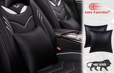 Auto Oprema Black Leatherite Car Pillow Cushion for Mahindra(Rectangular, Pack of 2)