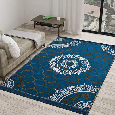 Linen Basics Velvet Floor Mat(Light Blue, Large)