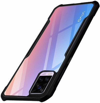ELEF Back Cover for VIVO V20 Hybrid TPU & PC Transparent Back Crystal Clear Camera Protection Bumper Case(Black, Flexible, Pack of: 1)