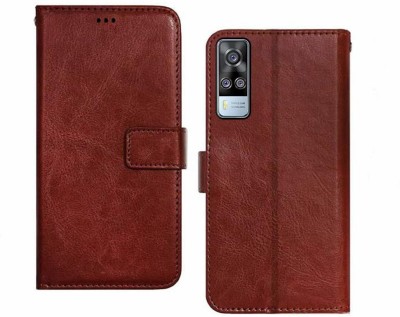 SCAMPY Flip Cover for Vivo Y51 2020(Brown, Shock Proof, Pack of: 1)